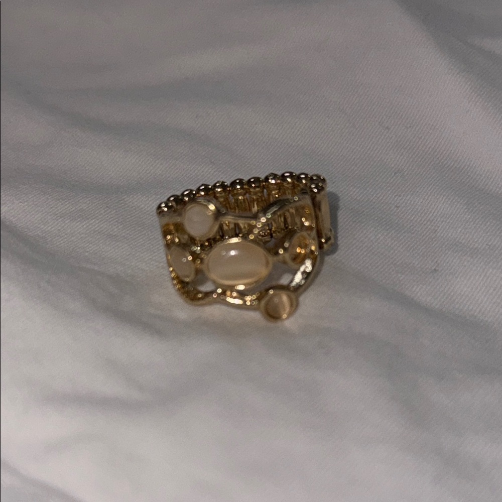 Elegant Gold and Cream Women's Ring Adjustable